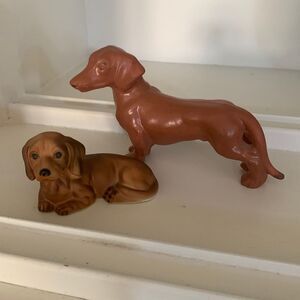 2  Vintage Ceramic Dachshunds